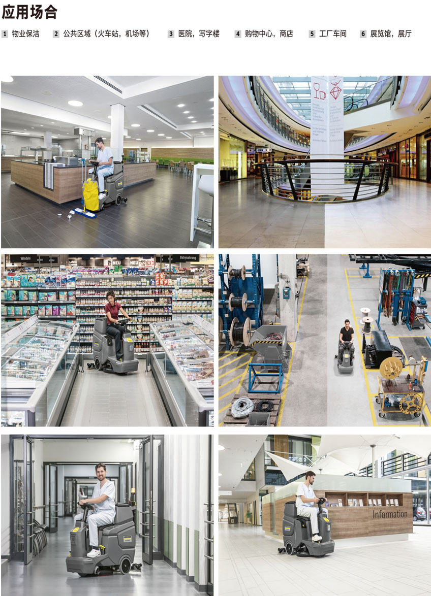 小型駕駛式洗地吸幹機（jī）BD50/70 應用場景